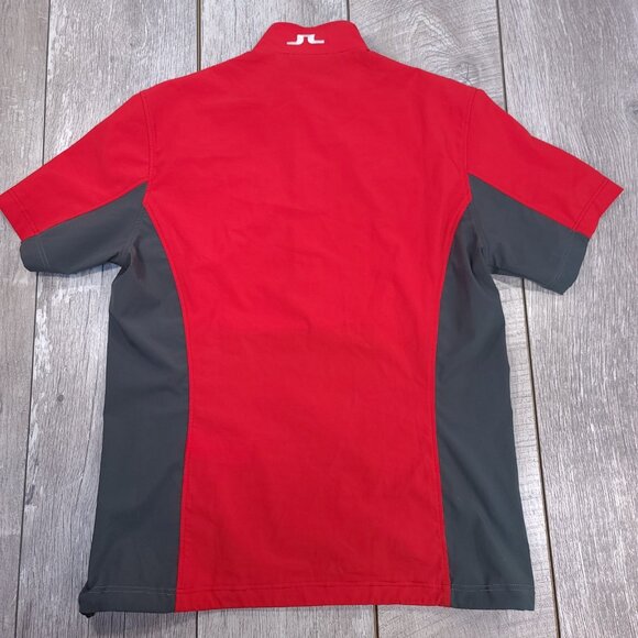 J Lindeberg Jacket Mens Medium Red Short Sleeve Pullover 1/4 Zip Golf - Picture 2 of 7